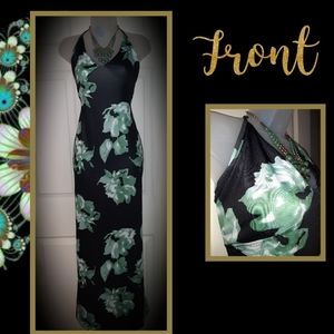 Size: Lg/XL Black  w/Green Floral.  Maxi Dress,